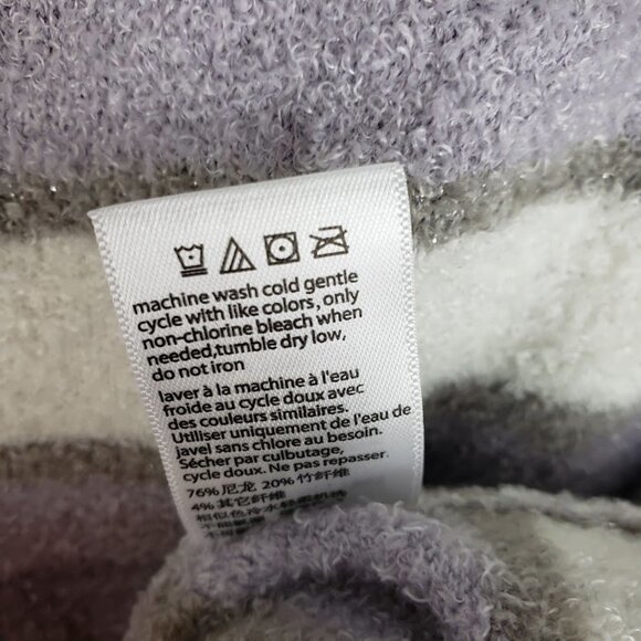 Barefoot Dreams CozyChic Lite Crew Neck Sweater Purple Stripe Womens Size Small - Picture 7 of 8